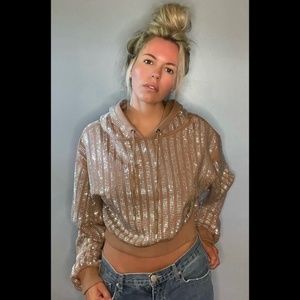 Crystal Cropped Oversized Sweatshirt